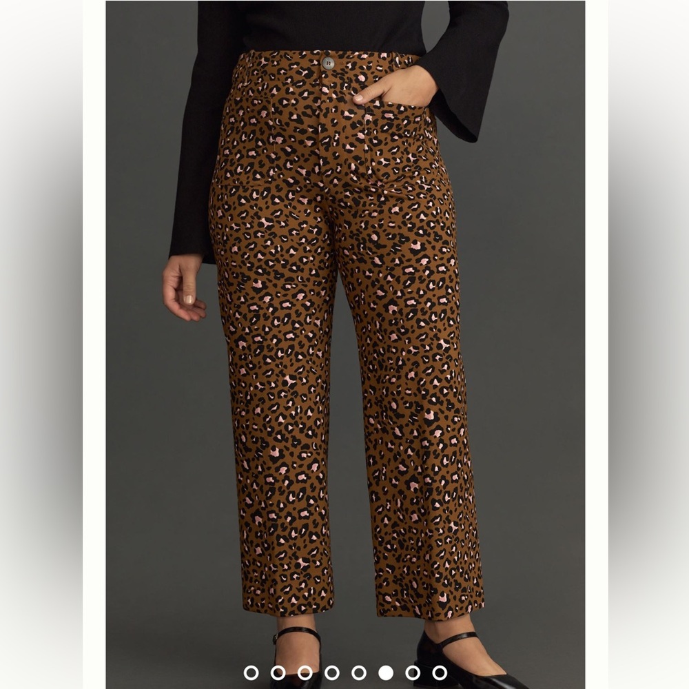 Maeve Anthropologie Colette Cropped Ponte Pants  - Cheetah  33 tall